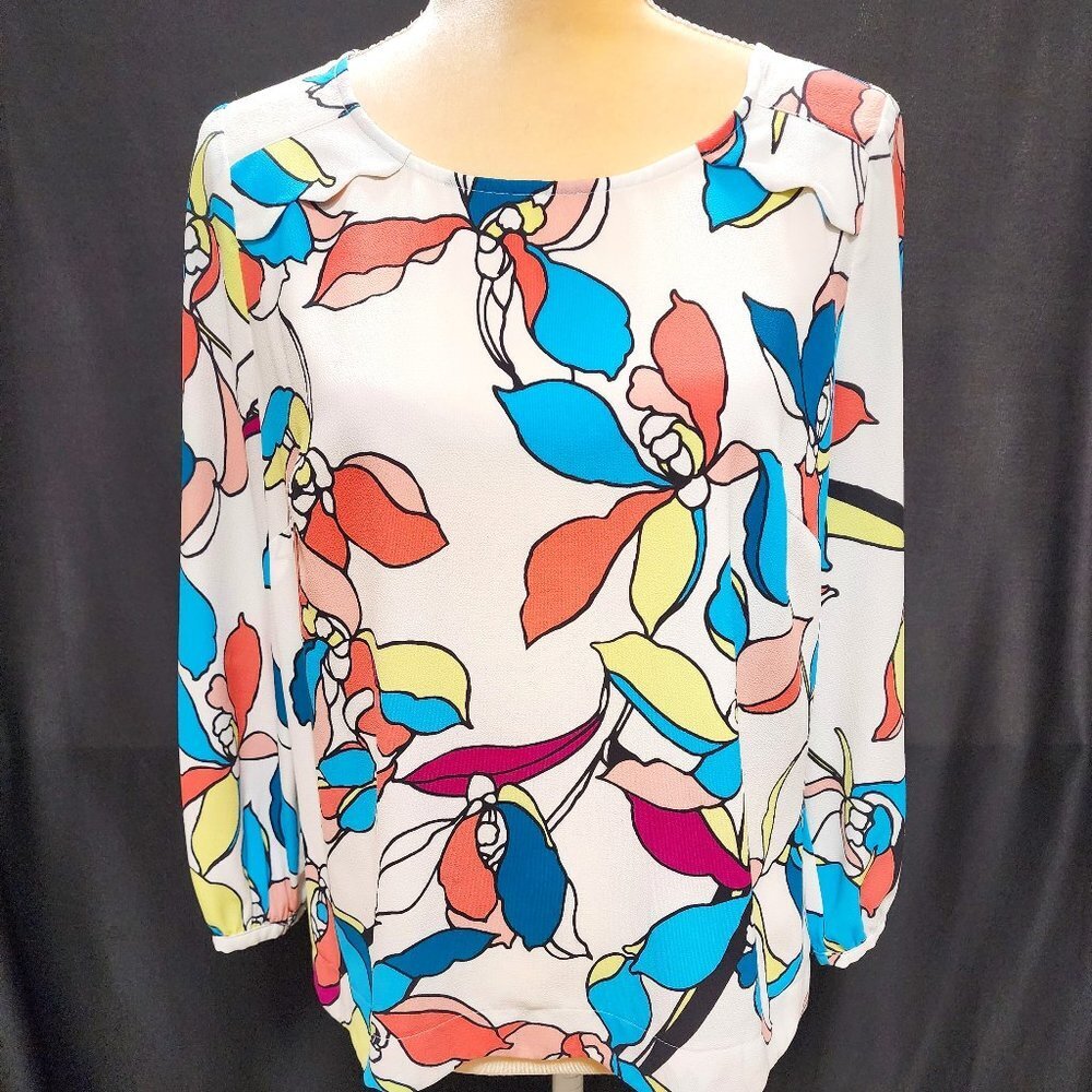 Worthington Floral Three-Quarter Sleeve Top